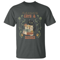 Cute Bookworm Gift T Shirt Easily Distracted By Cats And Books - Wonder Print Shop