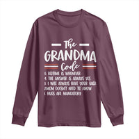 The Grandma Code Long Sleeve Shirt Humorous Grandmother Rules Graphic