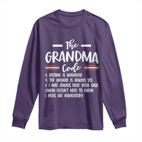 The Grandma Code Long Sleeve Shirt Humorous Grandmother Rules Graphic
