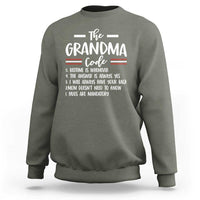 The Grandma Code Sweatshirt Humorous Grandmother Rules Graphic
