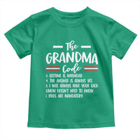 The Grandma Code Toddler T Shirt Humorous Grandmother Rules Graphic
