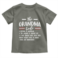 The Grandma Code Toddler T Shirt Humorous Grandmother Rules Graphic