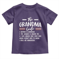 The Grandma Code Toddler T Shirt Humorous Grandmother Rules Graphic