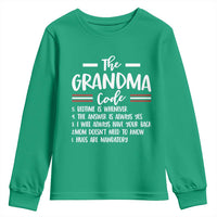 The Grandma Code Youth Sweatshirt Humorous Grandmother Rules Graphic