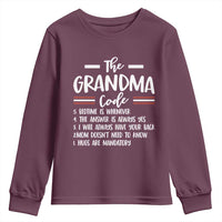 The Grandma Code Youth Sweatshirt Humorous Grandmother Rules Graphic