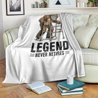 Funny Old Bigfoot Retirement Gift Throw Blanket Legend Never Retires