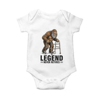 Funny Old Bigfoot Retirement Gift Baby Onesie Legend Never Retires