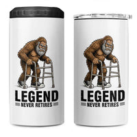 Funny Old Bigfoot Retirement Gift 4 in 1 Can Cooler Tumbler Legend Never Retires