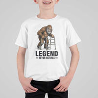 Funny Old Bigfoot Retirement Gift T Shirt For Kid Legend Never Retires