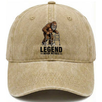 Funny Old Bigfoot Retirement Gift Washed Cotton Baseball Cap Legend Never Retires