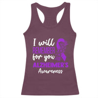 Alzheimers Caregiver Support Purple Ribbon Racerback Tank Top I Will Remember For You