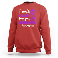 Alzheimers Caregiver Support Purple Ribbon Sweatshirt I Will Remember For You
