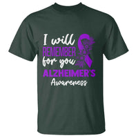 Alzheimers Caregiver Support Purple Ribbon T Shirt I Will Remember For You