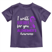 Alzheimers Caregiver Support Purple Ribbon Toddler T Shirt I Will Remember For You