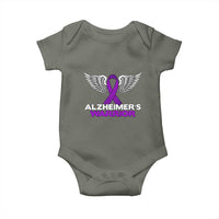 Alzheimers Warrior Baby Onesie Purple Ribbon Angel Wings Memory Support Gift