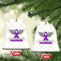 Alzheimers Warrior Ceramic Ornament Purple Ribbon Angel Wings Memory Support Gift