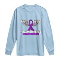 Alzheimers Warrior Long Sleeve Shirt Purple Ribbon Angel Wings Memory Support Gift