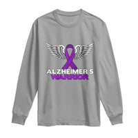 Alzheimers Warrior Long Sleeve Shirt Purple Ribbon Angel Wings Memory Support Gift