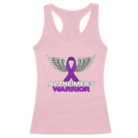 Alzheimers Warrior Racerback Tank Top Purple Ribbon Angel Wings Memory Support Gift