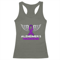 Alzheimers Warrior Racerback Tank Top Purple Ribbon Angel Wings Memory Support Gift