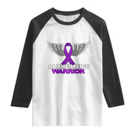 Alzheimers Warrior Raglan Shirt Purple Ribbon Angel Wings Memory Support Gift