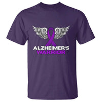 Alzheimers Warrior T Shirt Purple Ribbon Angel Wings Memory Support Gift