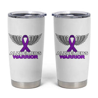 Alzheimers Warrior Tumbler Cup Purple Ribbon Angel Wings Memory Support Gift