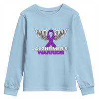 Alzheimers Warrior Youth Sweatshirt Purple Ribbon Angel Wings Memory Support Gift