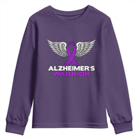 Alzheimers Warrior Youth Sweatshirt Purple Ribbon Angel Wings Memory Support Gift