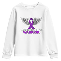 Alzheimers Warrior Youth Sweatshirt Purple Ribbon Angel Wings Memory Support Gift