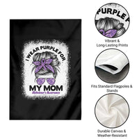 I Wear Purple For My Mom Garden Flag Alzheimers Awareness Messy Bun Graphic
