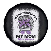 I Wear Purple For My Mom Spare Tire Cover Alzheimers Awareness Messy Bun Graphic