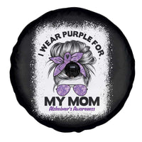 I Wear Purple For My Mom Spare Tire Cover Alzheimers Awareness Messy Bun Graphic
