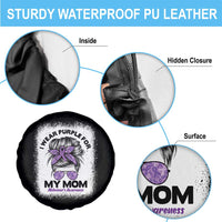 I Wear Purple For My Mom Spare Tire Cover Alzheimers Awareness Messy Bun Graphic