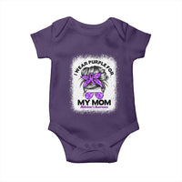 I Wear Purple For My Mom Baby Onesie Alzheimers Awareness Messy Bun Graphic
