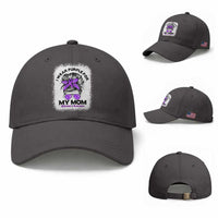 I Wear Purple For My Mom Baseball Cap Alzheimers Awareness Messy Bun Graphic