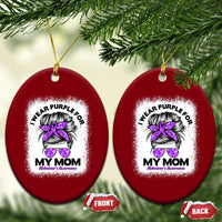 I Wear Purple For My Mom Ceramic Ornament Alzheimers Awareness Messy Bun Graphic