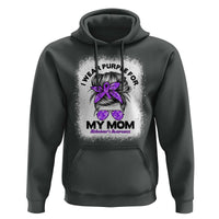 I Wear Purple For My Mom Hoodie Alzheimers Awareness Messy Bun Graphic