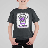 I Wear Purple For My Mom T Shirt For Kid Alzheimers Awareness Messy Bun Graphic