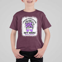 I Wear Purple For My Mom T Shirt For Kid Alzheimers Awareness Messy Bun Graphic