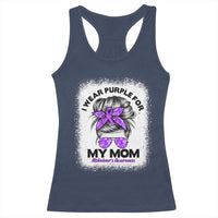 I Wear Purple For My Mom Racerback Tank Top Alzheimers Awareness Messy Bun Graphic