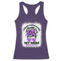 I Wear Purple For My Mom Racerback Tank Top Alzheimers Awareness Messy Bun Graphic