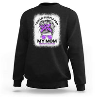 I Wear Purple For My Mom Sweatshirt Alzheimers Awareness Messy Bun Graphic