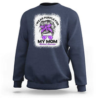 I Wear Purple For My Mom Sweatshirt Alzheimers Awareness Messy Bun Graphic
