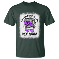I Wear Purple For My Mom T Shirt Alzheimers Awareness Messy Bun Graphic