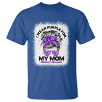 I Wear Purple For My Mom T Shirt Alzheimers Awareness Messy Bun Graphic