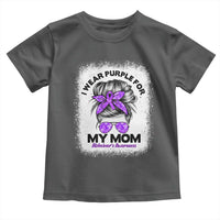 I Wear Purple For My Mom Toddler T Shirt Alzheimers Awareness Messy Bun Graphic