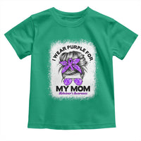 I Wear Purple For My Mom Toddler T Shirt Alzheimers Awareness Messy Bun Graphic