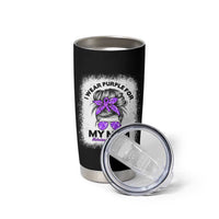 I Wear Purple For My Mom Tumbler Cup Alzheimers Awareness Messy Bun Graphic