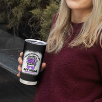 I Wear Purple For My Mom Tumbler Cup Alzheimers Awareness Messy Bun Graphic